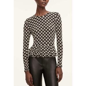 Rebecca Taylor NWT Women’s Black Ivory Lace Floral Peplum Top size Medium